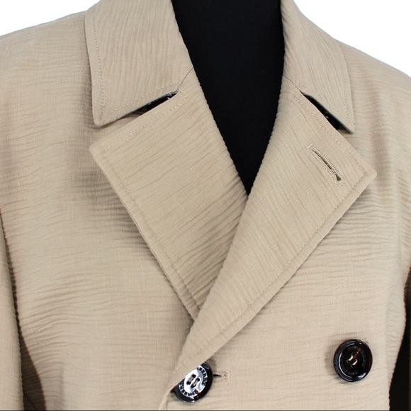 Burberry Prorsum Crinkle Linen Tan Double Breasted Blazer Jacket Coat Large NEW - Picture 2 of 7